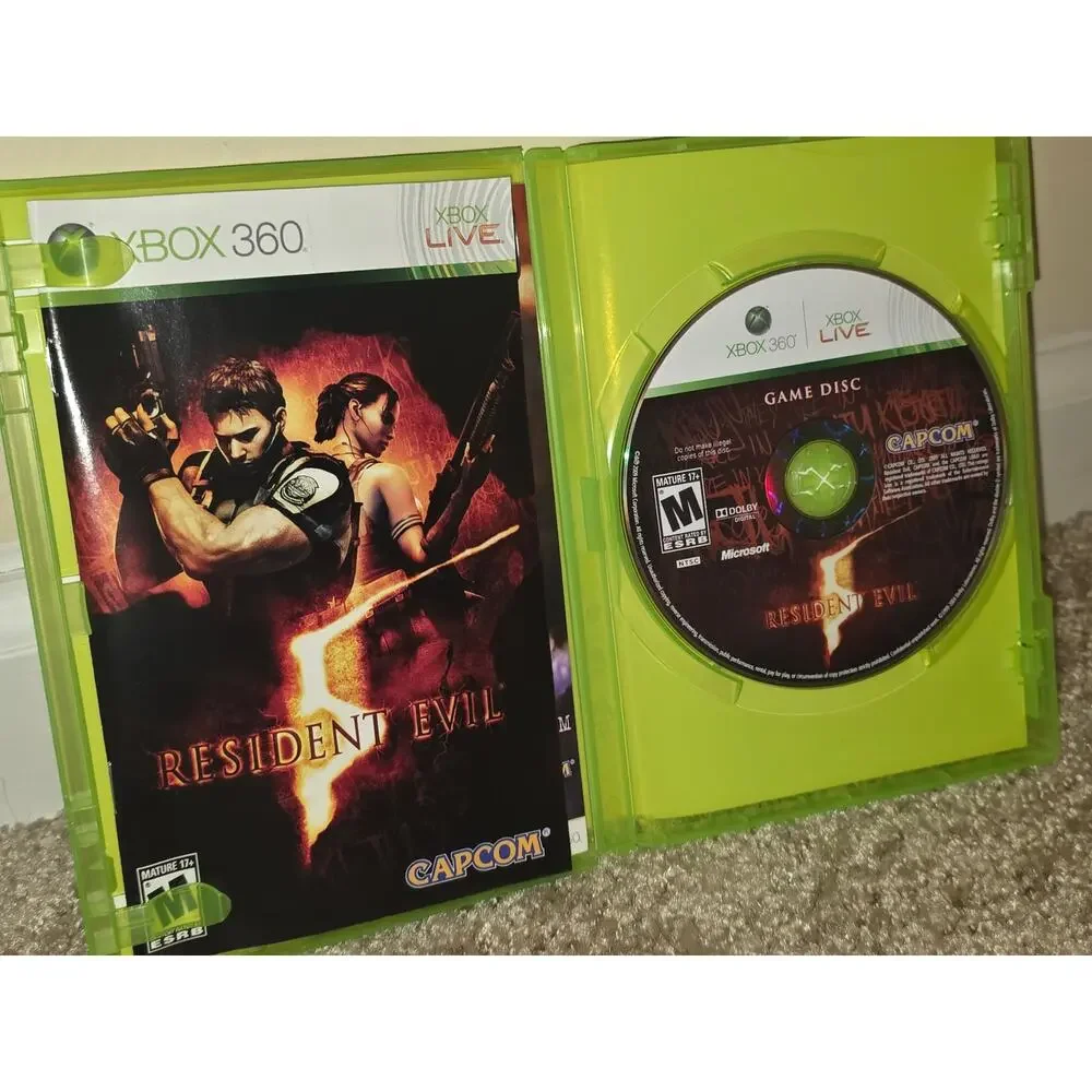 Resident Evil 5 Microsoft Xbox 360 Video Game CIB Complete‎ With Box And Manual